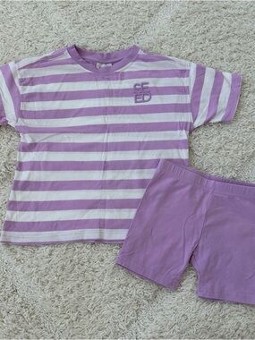 Seed Heritage Striped Tee & Biker Shorts Set